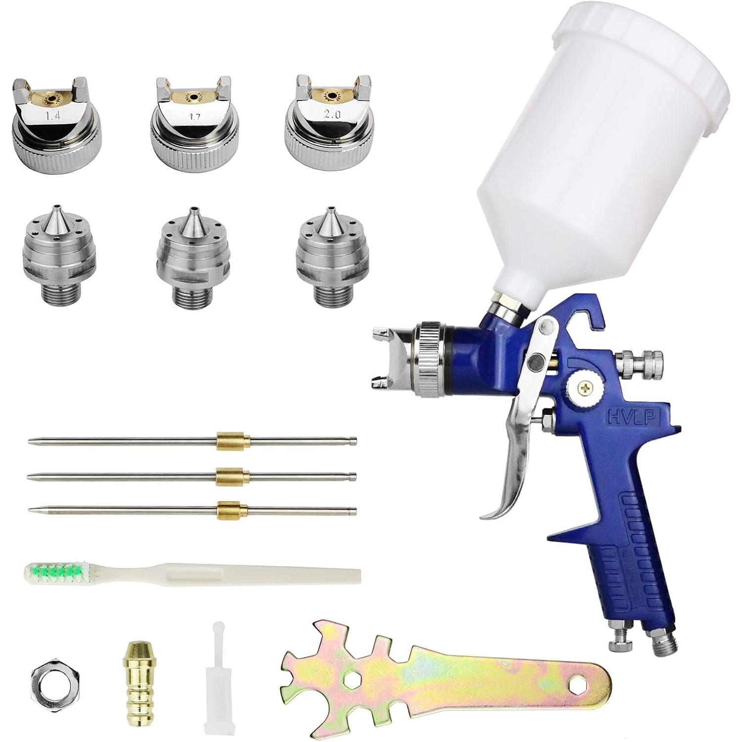 Buy now HVLP Spray Gun with Replaceable 1.4mm 1.7mm 2.0mm Nozzles Needle Cap Automotive Air Paint Sprayer Gun Kit with 600cc Capacity Cup for Car Primer,Furniture Surface Spraying,Wall Painting,Base Coatings Default at indiglob india