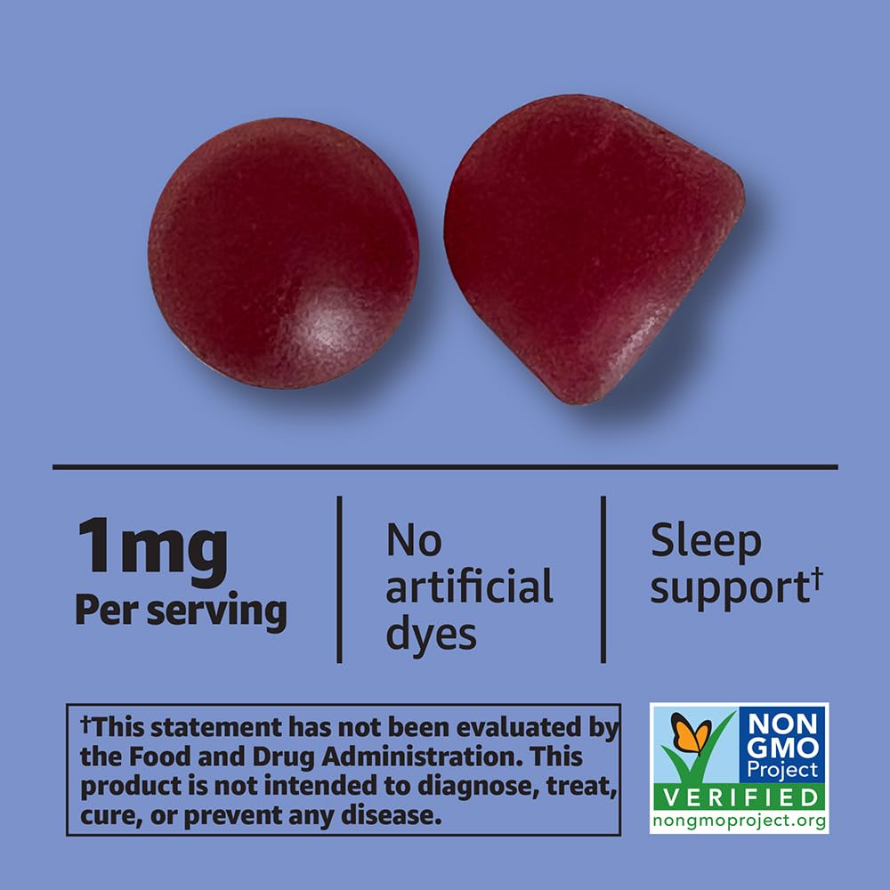 Amazon Basics Kids Melatonin 1 mg Dietary Supplement Gummies 90 Count