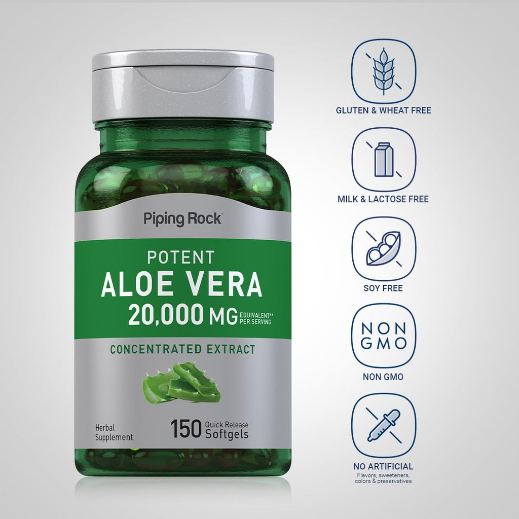 Piping Rock Aloe Vera Supplement | 150 Softgels