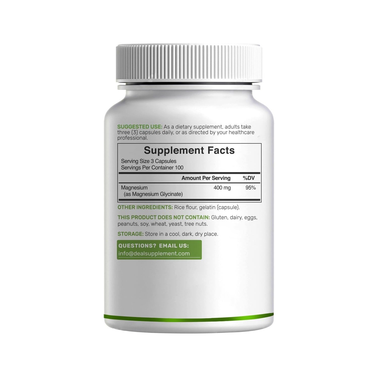 Magnesium Glycinate 400mg, 300 Capsules | 100% Chelated for Easy Absorption | Essential Mineral Supplement for Muscle, Sleep, & Heart Health*