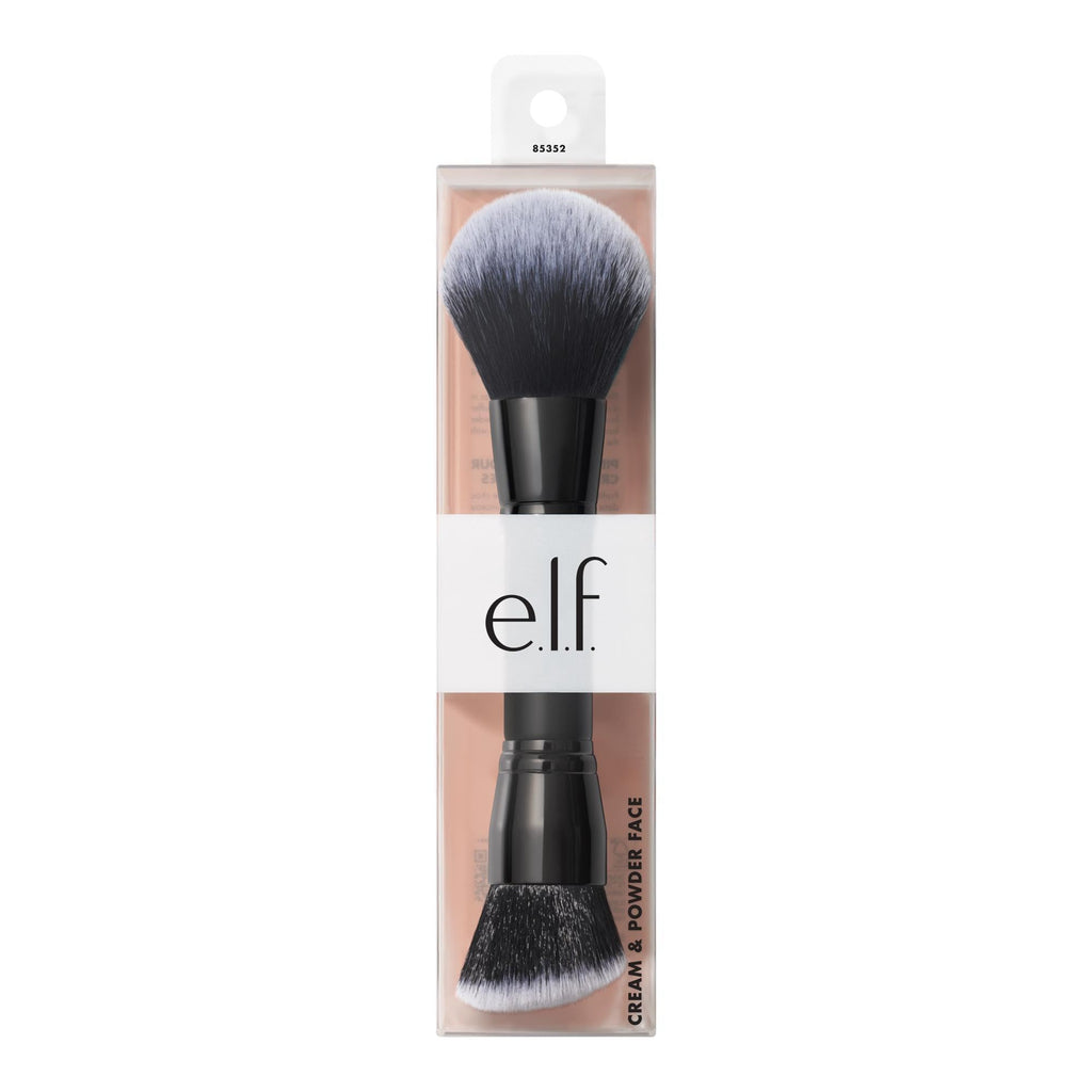 e.l.f. Dual-Ended Cream + Powder Brush | Two-in-One Makeup Brush For Creating A Gorgeous, Airbrushed-looking Complexion, Vegan & Cruelty-free