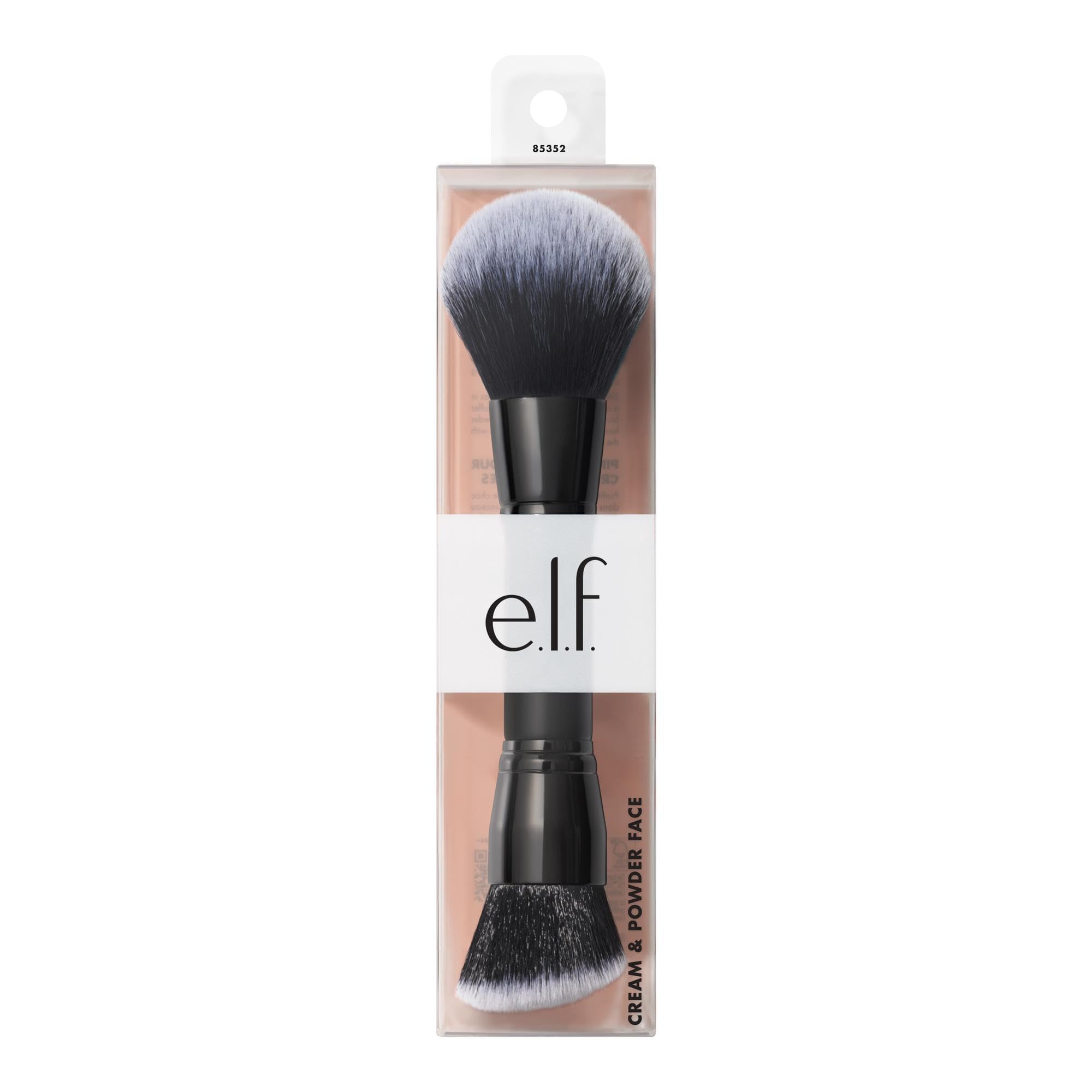 e.l.f. Dual-Ended Cream + Powder Brush | Two-in-One Makeup Brush For Creating A Gorgeous, Airbrushed-looking Complexion, Vegan & Cruelty-free