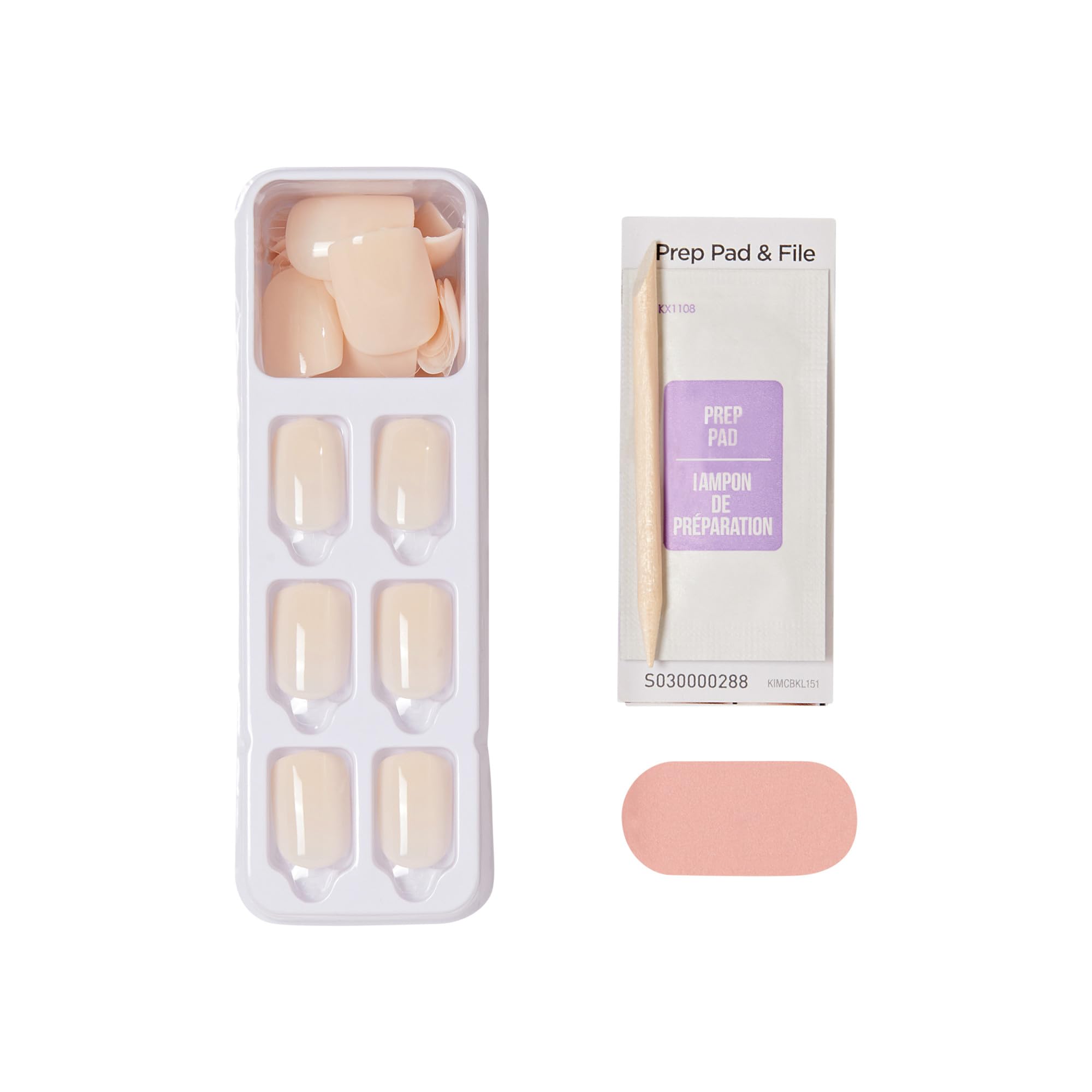 Kiss Impress No Glue Mani Press On Nails, Color, 'Point Pink', Pink, Short Size, Squoval Shape, Includes 30 Nails, Prep Pad, Instructions Sheet, 1 Manicure Stick, 1 Mini File