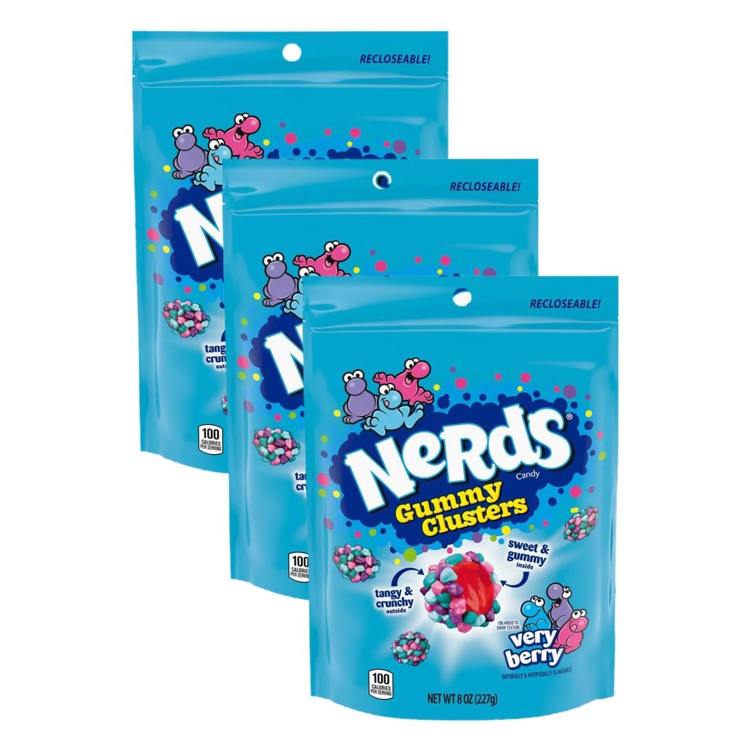 Buy now NERDS Gummy Clusters Candy, Rainbow, Crunchy and Gummy, 8 oz Very Berry 8 oz (Pack of 3) at indiglob india