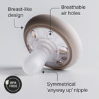 Buy now Tommee Tippee Breast-Like Pacifier, 0-6 Months, Symmetrical Design, Natural Breast-Like Baglet, BPA-Free Binkies, Pastel/Blue/Black, Pack of 4 at indiglob india