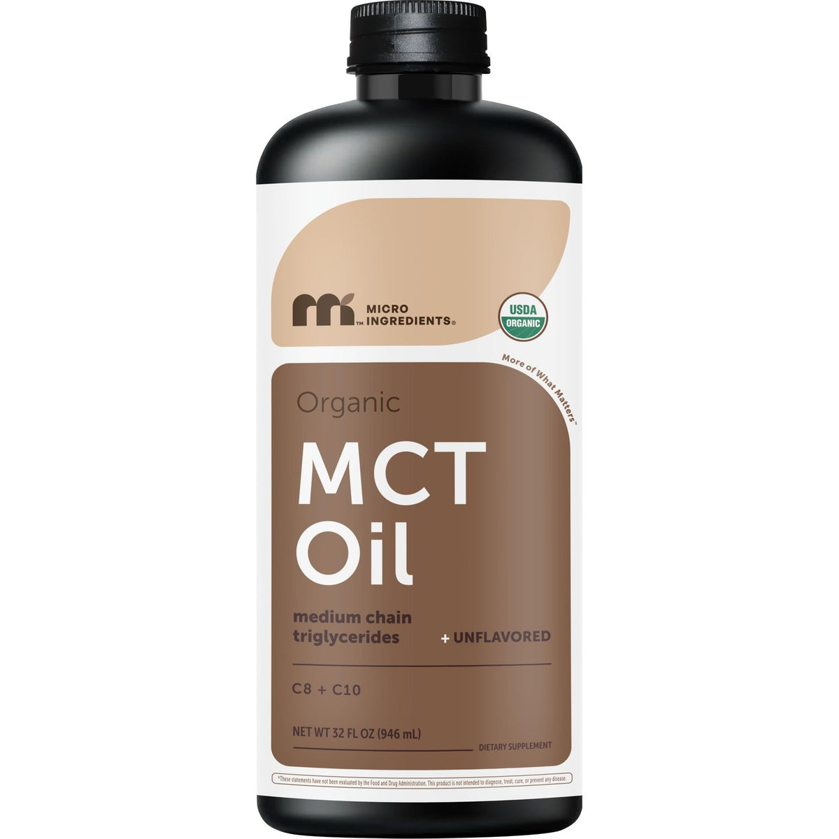 Micro Ingredients Organic MCT Oil, 32 fl oz, Keto C8 + C10 Fatty Acids