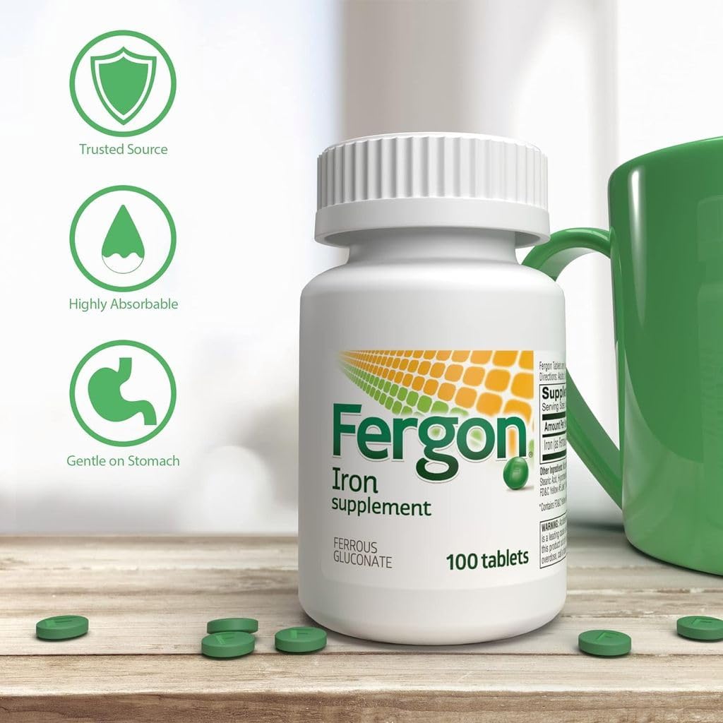 Buy now Fergon High Potency Iron Highly Soluble & Easily Digested, 27 mg Iron, 100 Tablets at indiglob india