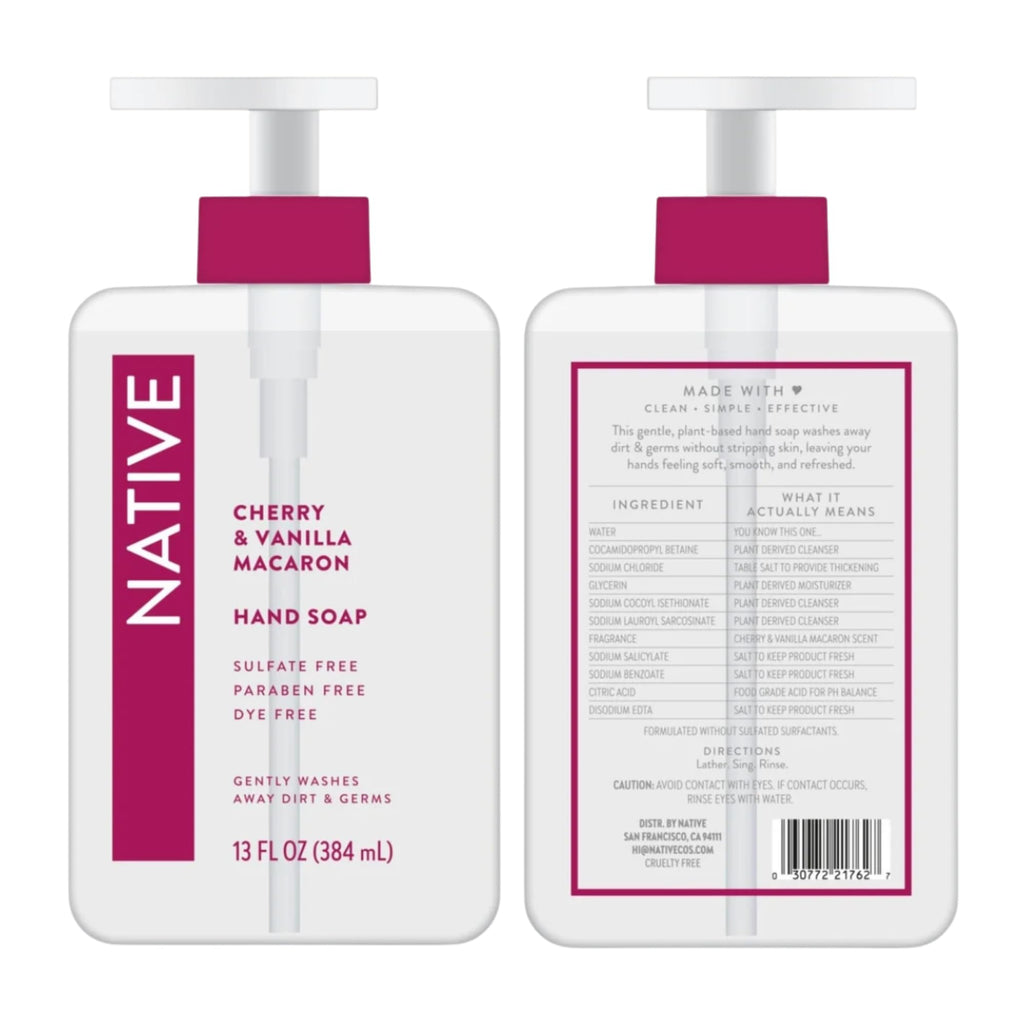 Buy now Native Hand Soap Set, Cherry & Vanilla Macaron and Coconut & Vanilla, Sulfate-Free, 13 Fl Oz, 2-Pack at indiglob india