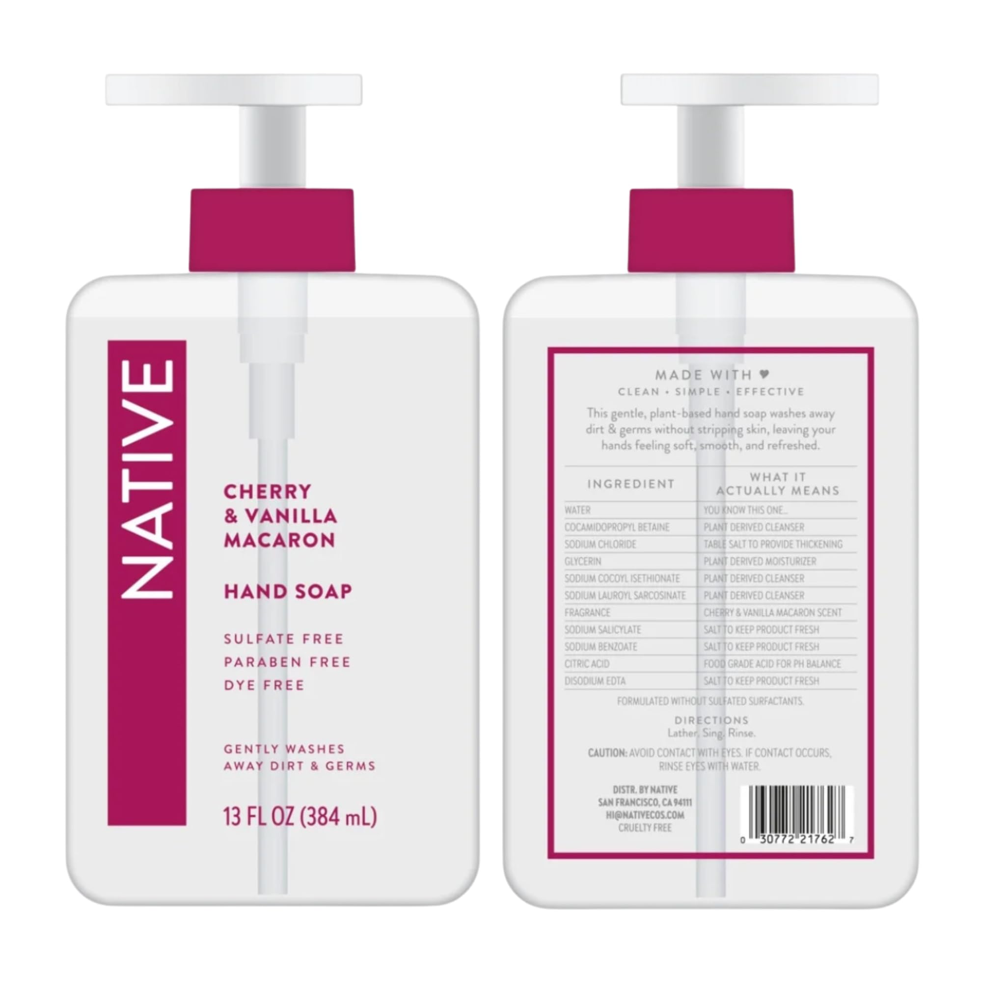 Buy now Native Hand Soap Set, Cherry & Vanilla Macaron and Coconut & Vanilla, Sulfate-Free, 13 Fl Oz, 2-Pack at indiglob india