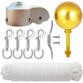 Buy now EKEV Flag Pole Hardware Parts Repair Kits - 3" Topper Gold Ball + 50 Ft Halyard Rope + 6" Cleat Hook + 4 Flag Swivel Snap Hooks + Flagpole Pulley Truck for 2" OD Tube Flagpole Part Kit for 2" OD Tube at indiglob india