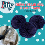Buy now Chunky Vegan Wool Yarn 3 Pack (111 Yards Total, 37 Each Skein) - Navy Blue - Fluffy Polyester Yarn Perfect for Soft Throw & Baby Blankets, Arm Knitting, Crocheting & DIY Crafts and Art Projects at indiglob india