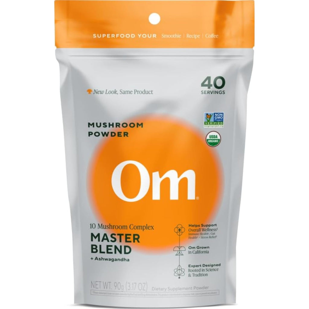 OM Mushrooms Master Blend Mushroom Powder – Organic Mushroom Supplement with 10 Mushrooms and Ashwagandha - Support Immunity, Gut Health & Stress Relief, 6.34 oz (80 Servings)