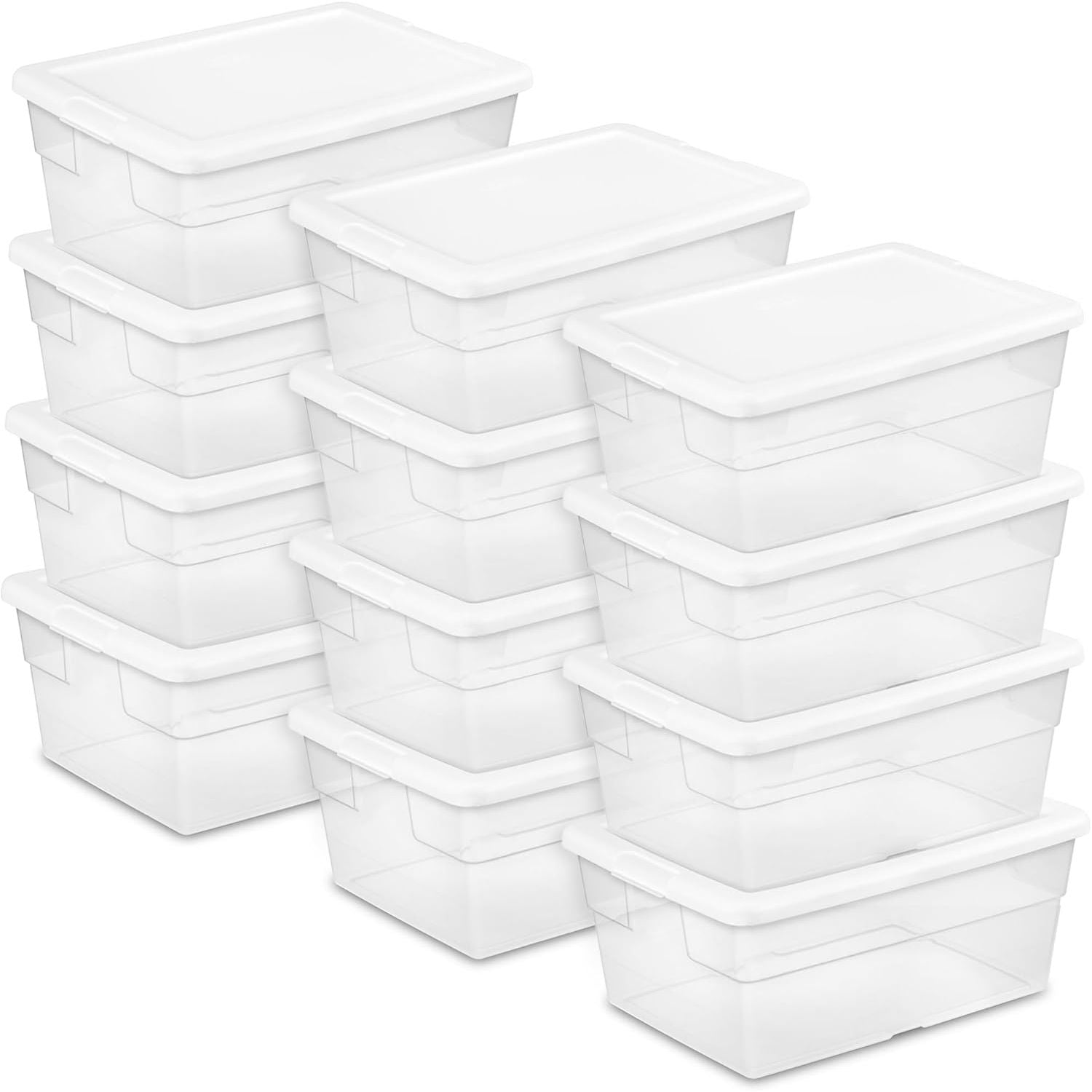 Buy now Sterilite 24-Pack 6 Quart Storage Box, Stackable Clear Plastic Bins with Snap-On Lids - Heavy-Duty Organizing Containers for Closet, Bathroom, and Office 16 Quart 12-Pack at indiglob india