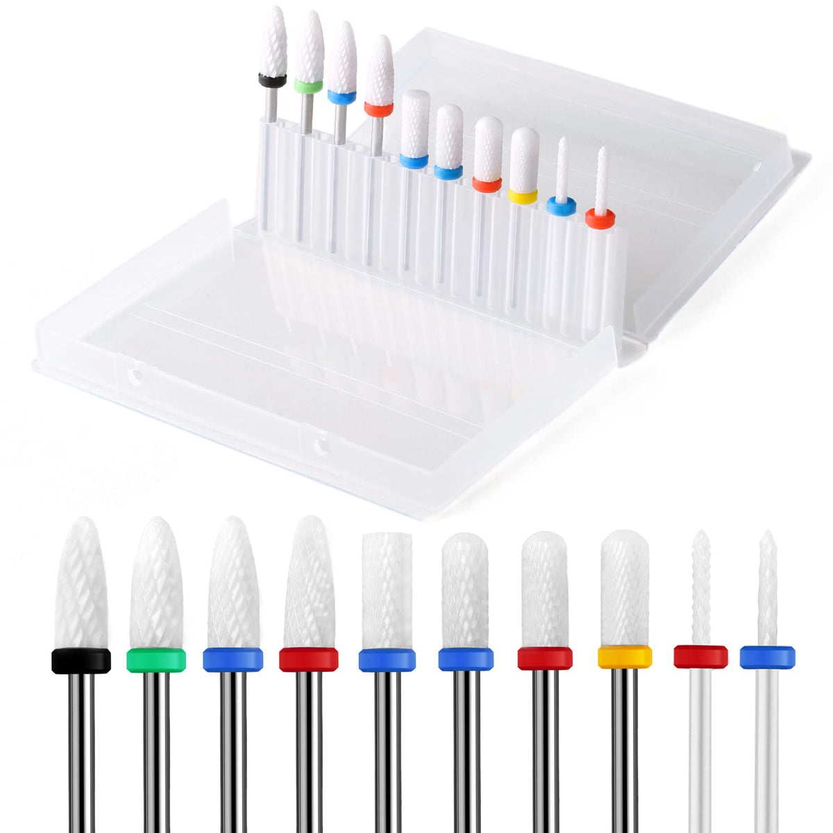 10Pcs Ceramic Nail Drill Bits,Professional Rotary Nail Tech Bits Set