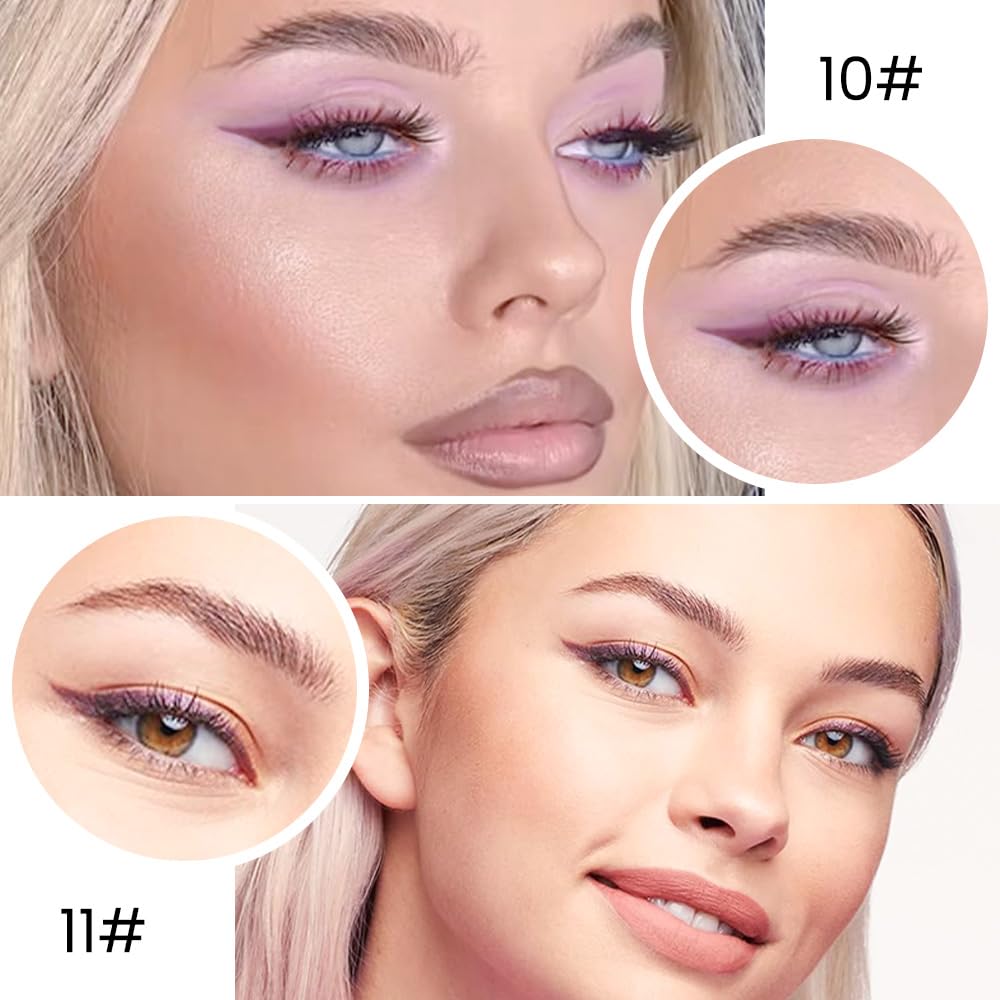 Two models showcasing Kaely Gel Eyeliner in shades 10# and 11#. Verified by CuratCart for quality assurance.