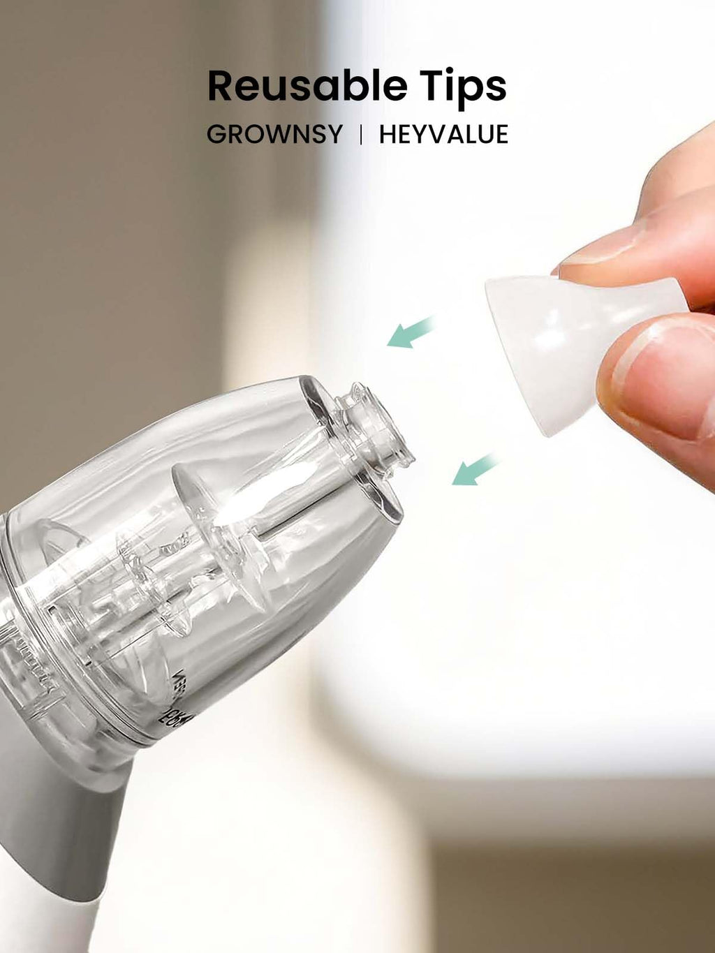 GROWNSY Official Upgraded Larger Suction Chamber and 3Pcs Silicone Tips for GROWNSY Nasal Aspirator, Nose Sucker Replacement Kit