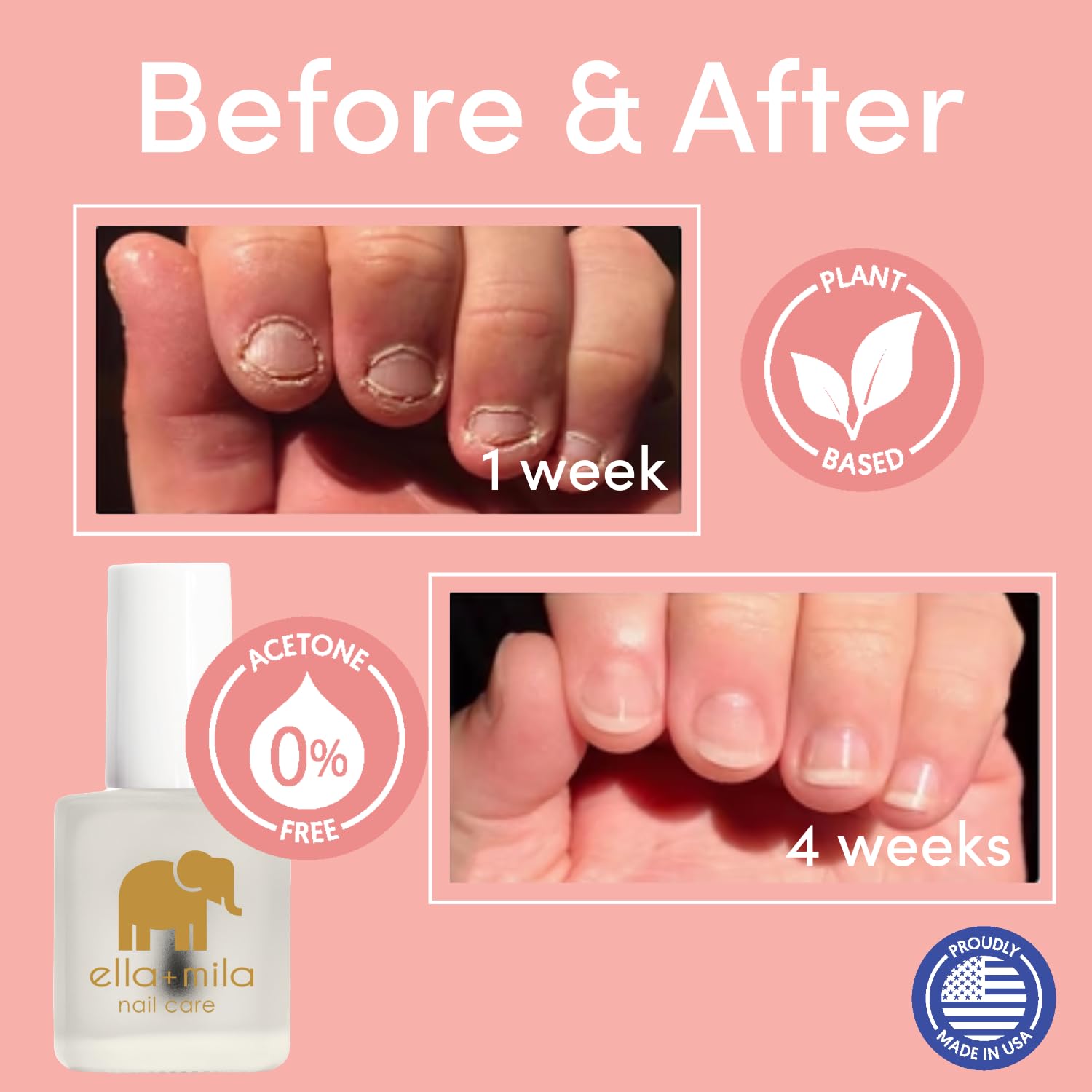 ella+mila No Bite Nail Polish - Kids Nail Biting & Thumb Sucking Prevention | Bitter-taste habit-breaker; deters nail biting & thumb sucking; clear brush-on; vegan; safe for kids & adults; 0.45 fl oz