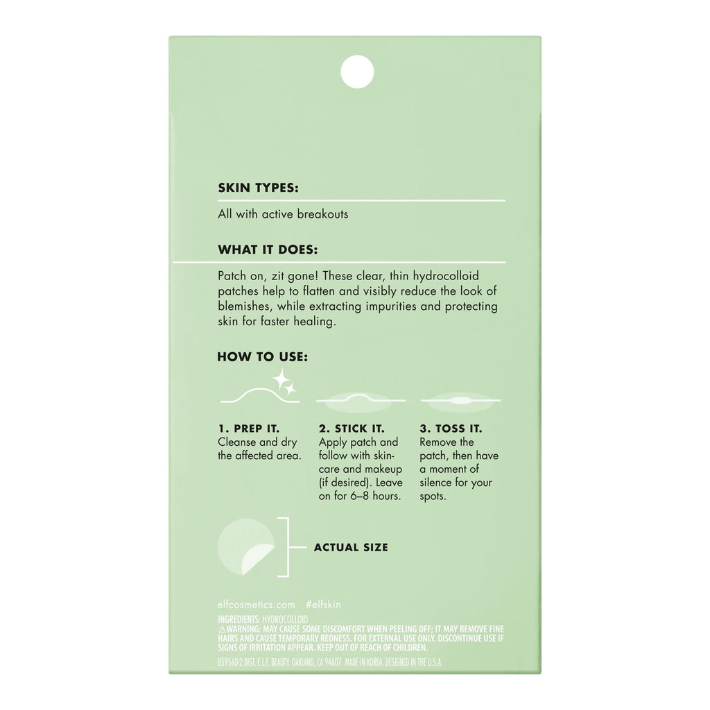 Buy now e.l.f. SKIN Blemish Breakthrough Stick It To Zits Pimple Patches, Helps Reduce The Look of Blemishes & Heal, Vegan & Cruelty-free, 36 Patches at indiglob india