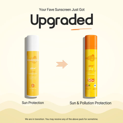 Buy now Aqualogica Glow+ Dewy Face Sunscreen with SPF 50+ & PA+++ | Blue Light Protection & No White Cast | Helps Give Glowing Skin with Papaya & Vitamin C | 1.76 Oz/50g at indiglob india