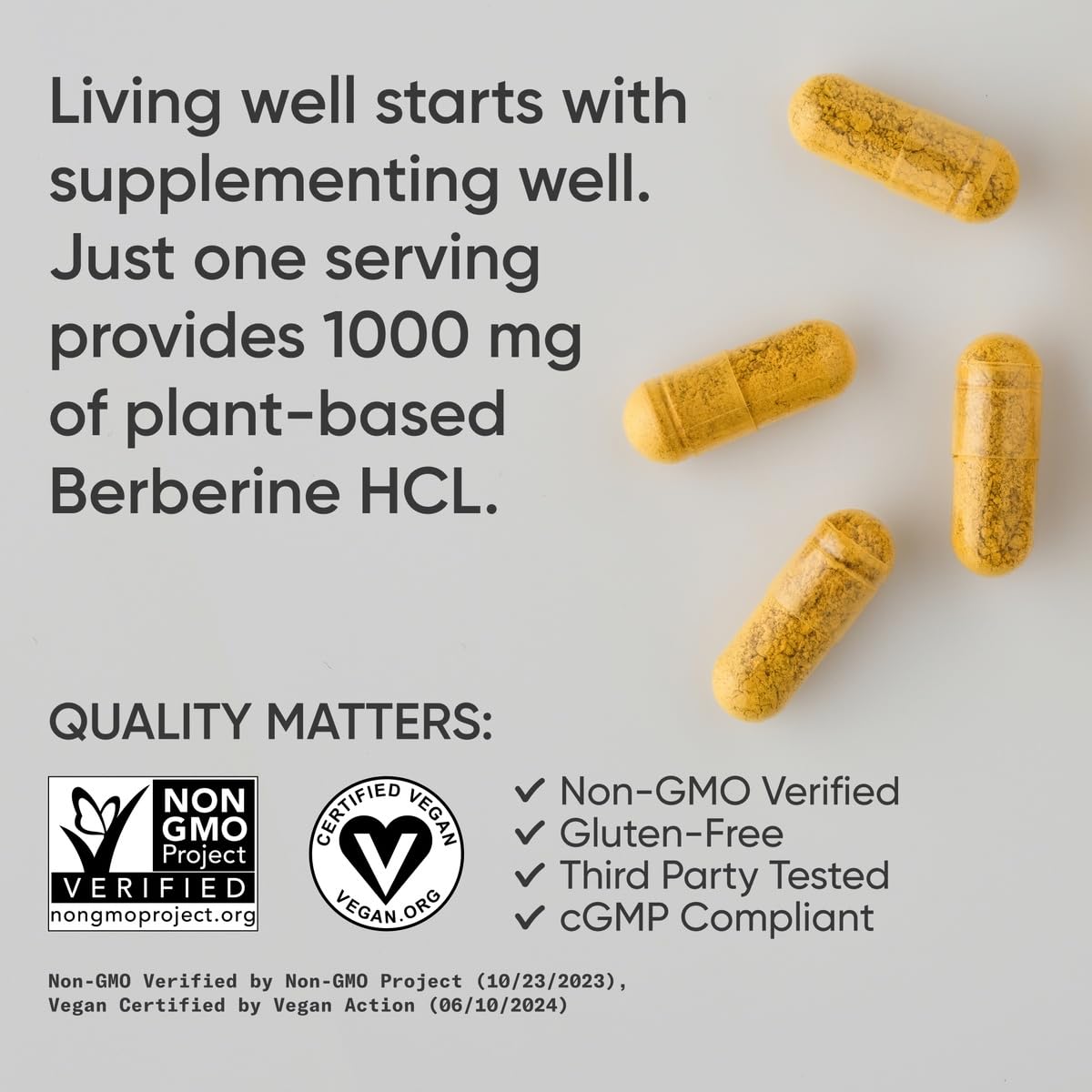 Sports Research® Berberine 1000mg, 60 Veggie Capsules | Herbal Ayurvedic Metabolic Health Support | Vegan Certified, Gluten-Free, Non-GMO - 30 Servings