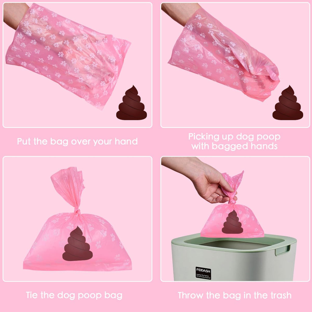 Poop Bags Rolls 256 Count - 9x13 Inches Pink Thickened Leakproof Lavender scent Poo Bags for Dogs, Pet Waste Bags for Walking, Home, Travel