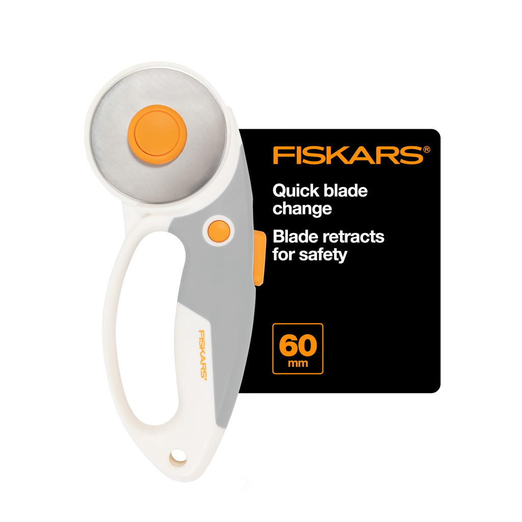 Fiskars 60mm Loop Titanium SoftGrip Rotary Cutter for Fabric & Sewing