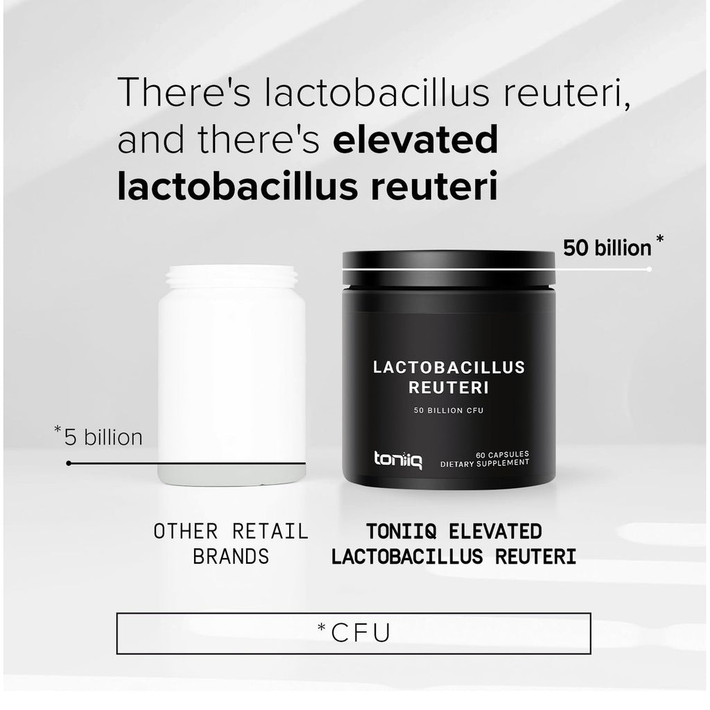 Toniiq 50 Billion CFU Lactobacillus Reuteri Probiotic 50mg per Serving | L Reuteri Probiotics - Highest CFU Count Lactobacillus Reuteri Probiotic - 60 Vegetarian Capsules - 60 Servings