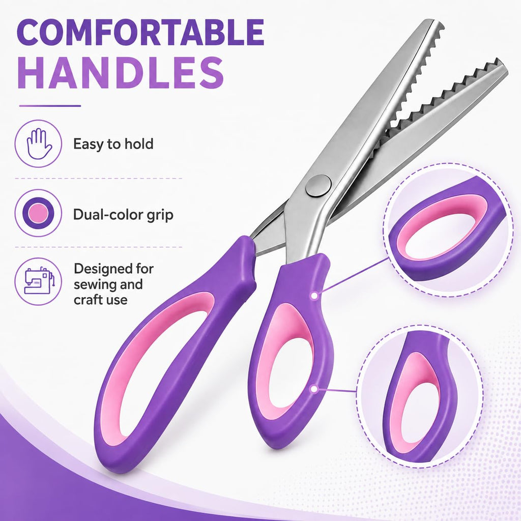 Pinking Shears for Fabric, 5mm Zig Zag Scissors for Sewing and Crafts