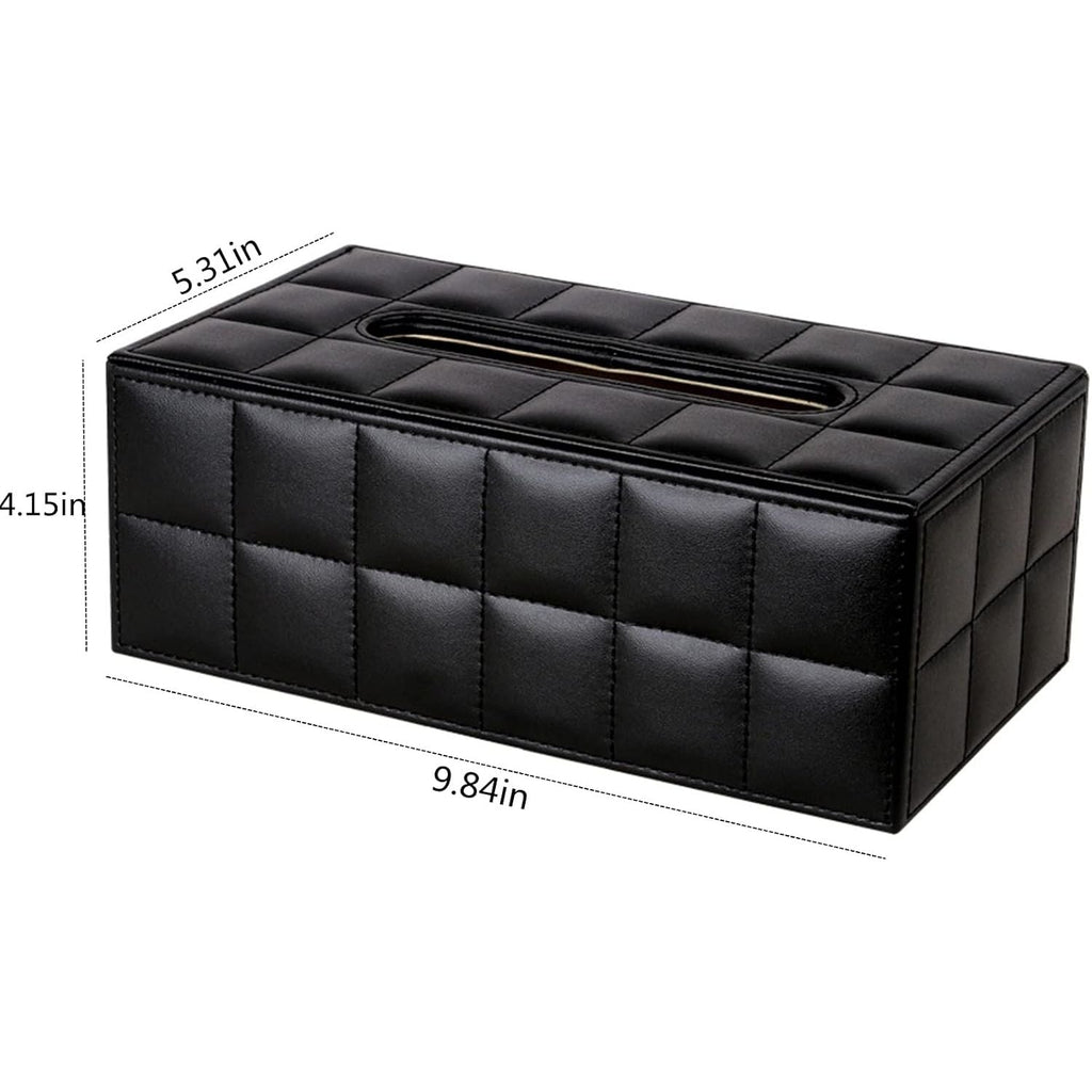 Buy now High-end Fashion PU Leather Tissue Box Holder Business Black, Rectangular Napkin Holder Drawer Paper Dispenser, Home Office Car Tissue Holder with Magnetic Bottom (Black Checkered) at indiglob india