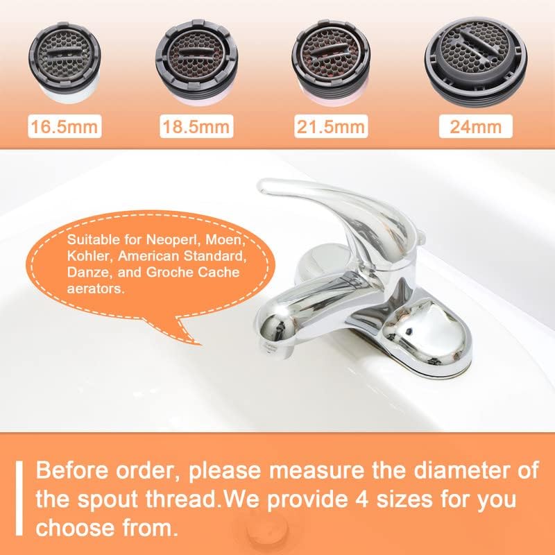 Buy now BBTO 12 Pieces Faucet Aerator Replacement for Sink and 5 Pieces Faucet Aerator Key Wrenches Removal Tool M 16.5 mm 18.5 mm 21.5 mm 24 mm High Low Flow Restrictor for Bathroom Kitchen at indiglob india