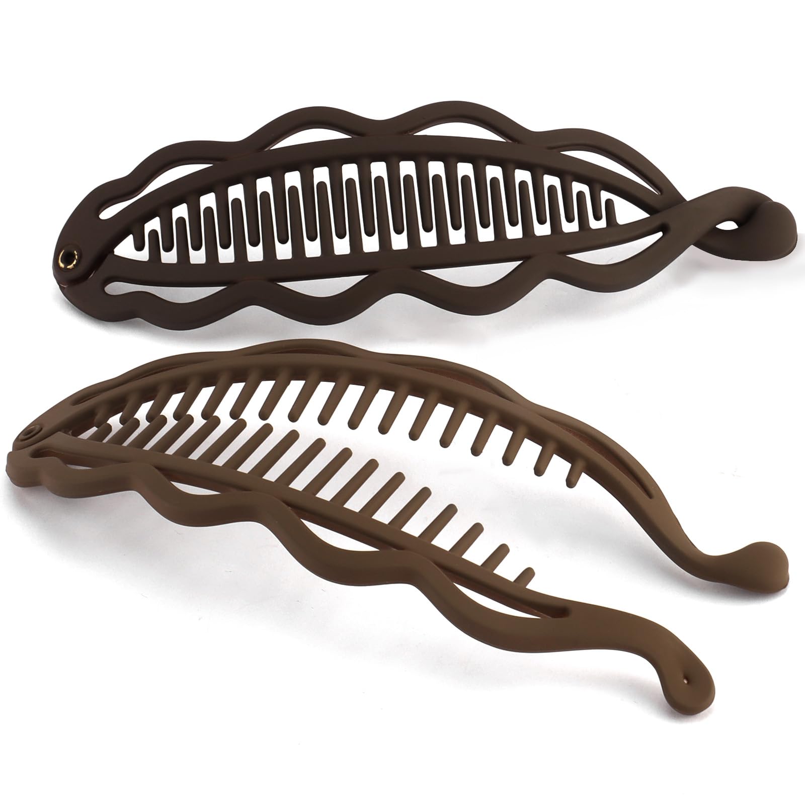 2pcs Large Banana Clip Hair Clips for Thick Hair, Matte Banana Hair Clip for Women Volumizing Hairstyles, Flat Lay Down Strong Hold Ponytail Bun Holder Accessories, Black Tortoise