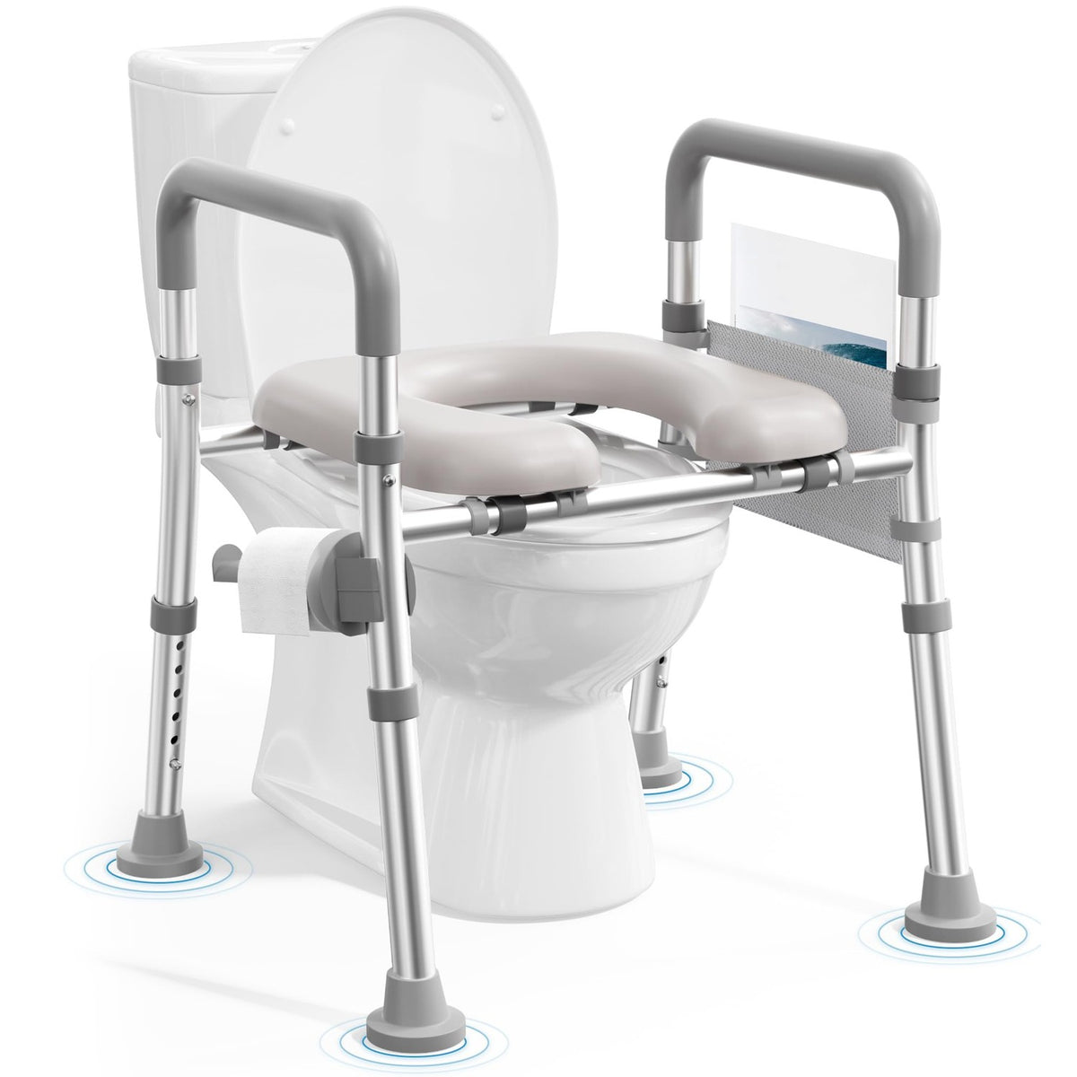 soundfuse Heavy Duty Raised Toilet Seat with Handles for Senior, 400 lbs