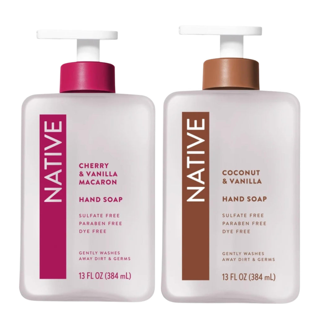 Buy now Native Hand Soap Set, Cherry & Vanilla Macaron and Coconut & Vanilla, Sulfate-Free, 13 Fl Oz, 2-Pack at indiglob india