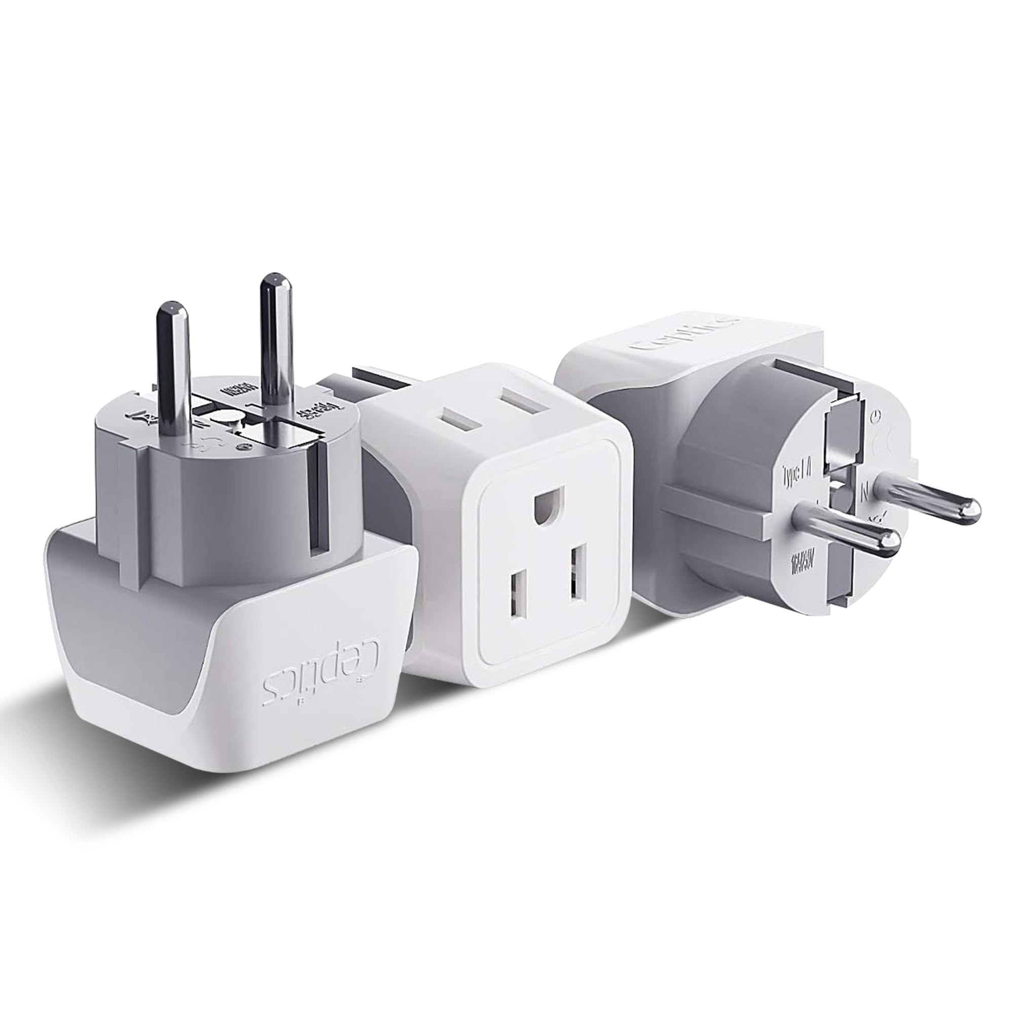 Buy now Ceptics Schuko Germany, France Plug Adapter, Dual Input - Ultra Compact Light Weight - Usa to Russia, South Korea Travel Adaptor Plug - Type E/F (3 Pack) 2 IN 1 - Type E F 3 Pack at indiglob india