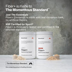 Momentous Fiber+, Psyllium Husk Powder, Multi-Source Blend, Pure Cinnamon | Supports Digestion, Nutrient Absorption, & Gut Health, NSF Certified for Sport, Non-GMO & Gluten-Free (30 Servings)