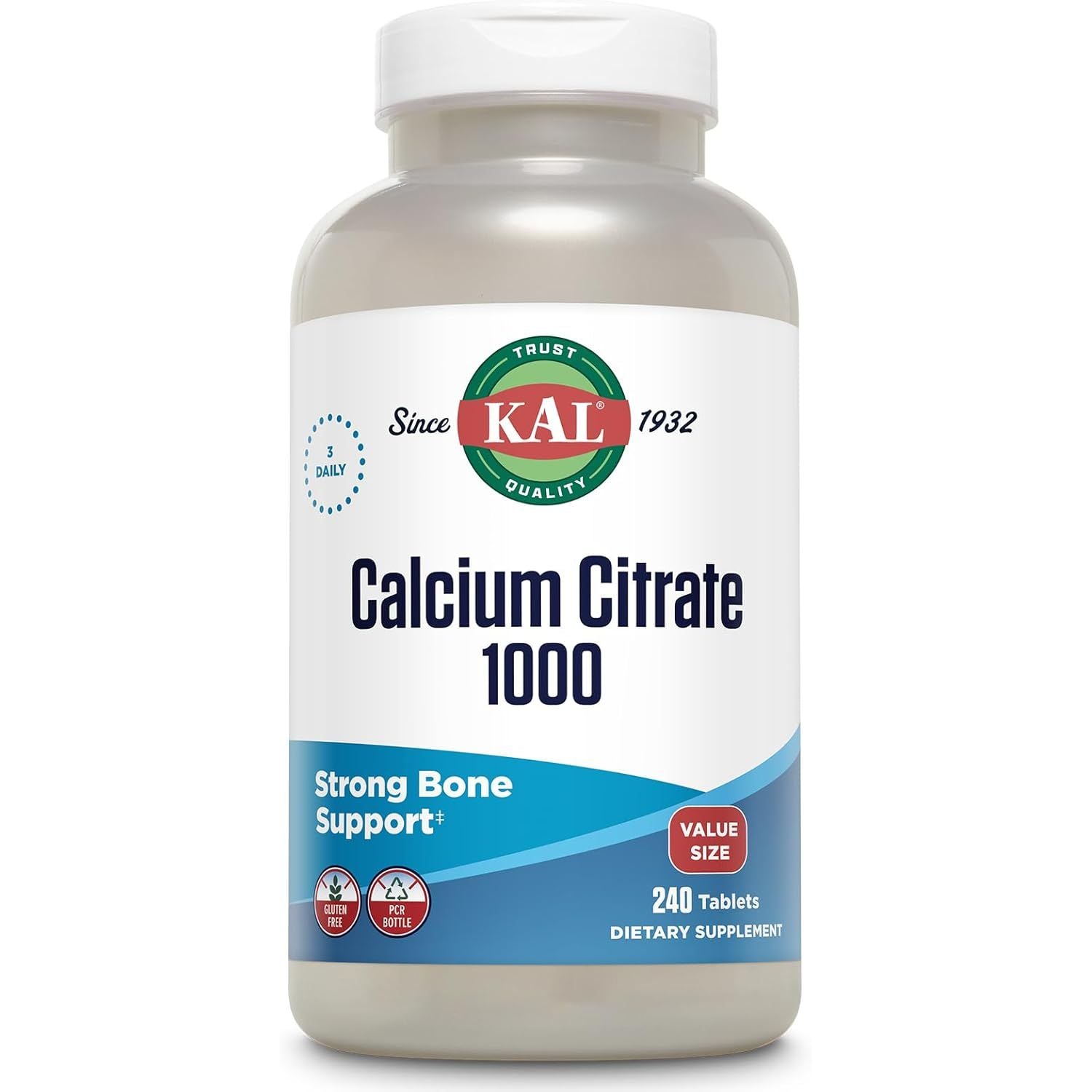 Buy now KAL Calcium Citrate 1000mg, Calcium Supplements for Women and Men, Bone Health, Teeth, Nervous, Muscular & Cardiovascular System Support, Gluten Free and Lab Verified, 60 Servings, 180 Tablets 240 Count (Pack of 1) at indiglob india