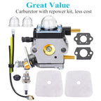 HOODELL C1U-K82 C1U-K54A Carburetor, for Mantis Tiller 7222 7222M 7225 7920, Echo TC-210 HC-1500, Premium Cultivator Carb, Plus Rebuild Kit Primer Bulb Fuel Line and More