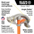 Buy now Klein Tools 51607 Aluminum Conduit Bender Full Assembly, 3/4-Inch EMT, 1/2-Inch Rigid, Wide Foot Pedal, Benchmark Symbols and Angle Setter at indiglob india