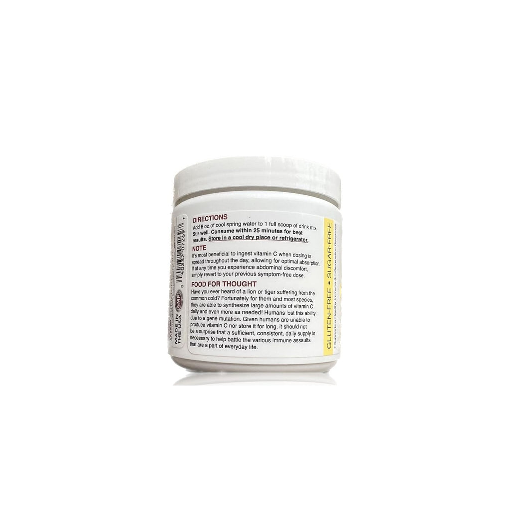 Sufficient-C High Dose Non-GMO Vitamin C Lemon Peach Immune-Ade Drink Mix, Convenient 125 Gram Size w/L-lysine, Bromelain & a Premium 96% Pure Green Tea Extract - Stomach Friendly, Adrenal Supportive
