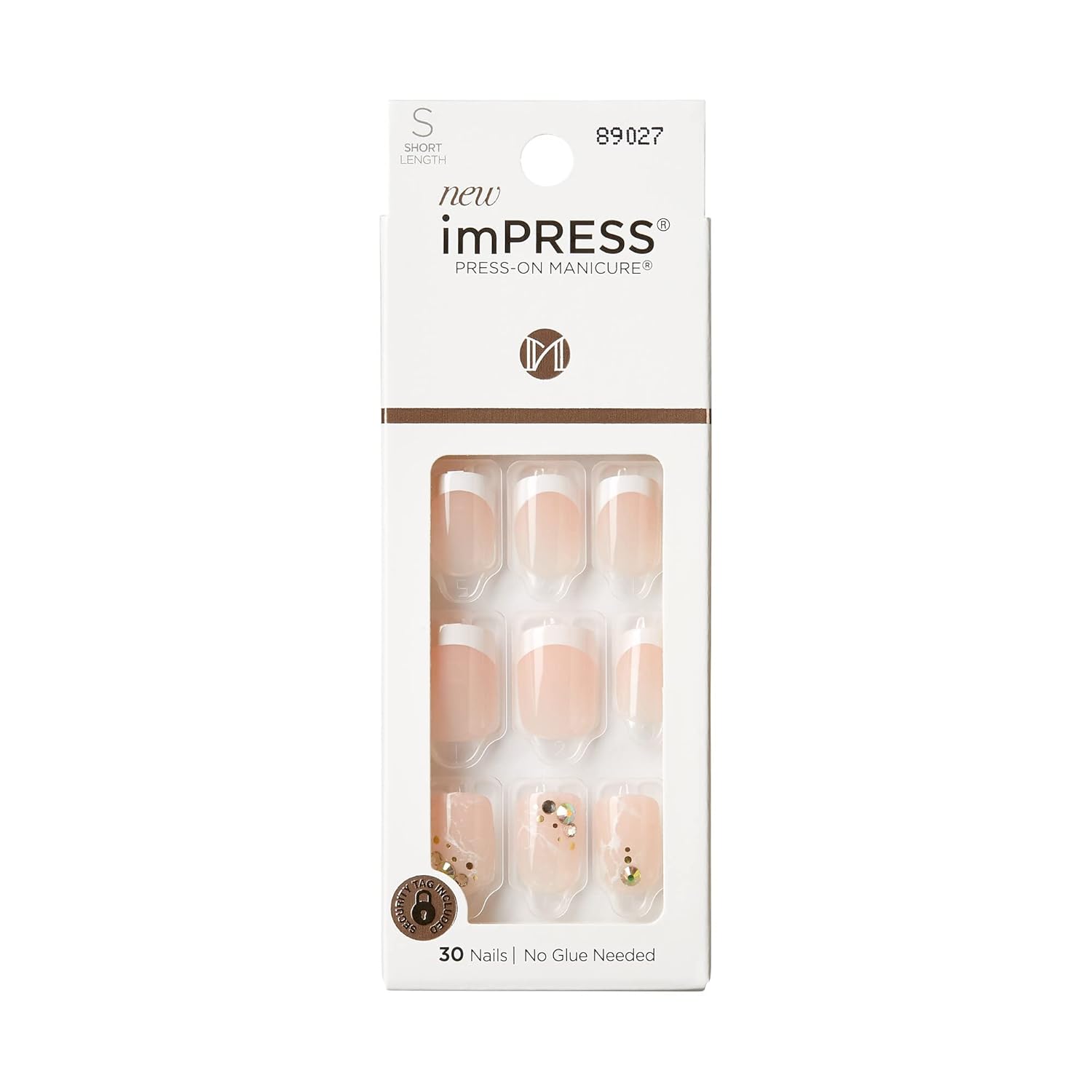 Buy now KISS imPRESS No Glue Mani Press On Nails, Design, 'Dorothy', Pink, Short Size, Squoval Shape, Includes 30 Nails, Prep Pad, Instructions Sheet, 1 Manicure Stick, 1 Mini File French at indiglob india