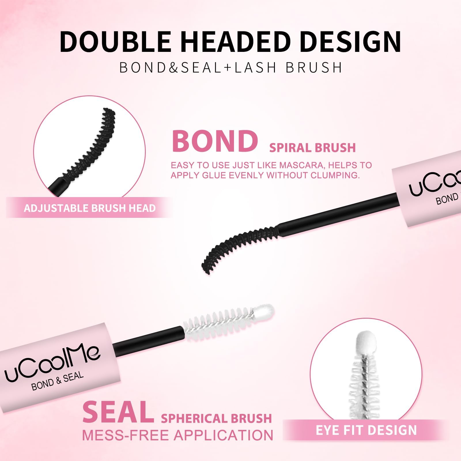 uCoolMe Lash Bond and Seal Waterproof for Lash Clusters 144Hours New Upgrade Leak-Proof Cap Upgraded Airtight Pipe Material Non-Irritating Lash Glue for DIY at Home(Black,10ML)