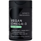 Sports Research® Vegan Omega-3 Algae Oil 1040mg, 60 Count Plantgels™ | Triglyceride Form EPA & DHA - Vegan, Non-GMO, Carrageenan-Free Softgel