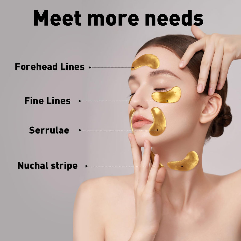 CHMI 24K Gold Under Eye Patches 50 Pairs Collagen, Dark Circles, Wrinkles | Puffy looking eyes, collagen skin care, hydrating eye mask, hydrogel, hyaluronic acid, vitamin E, men & women, travel, gift