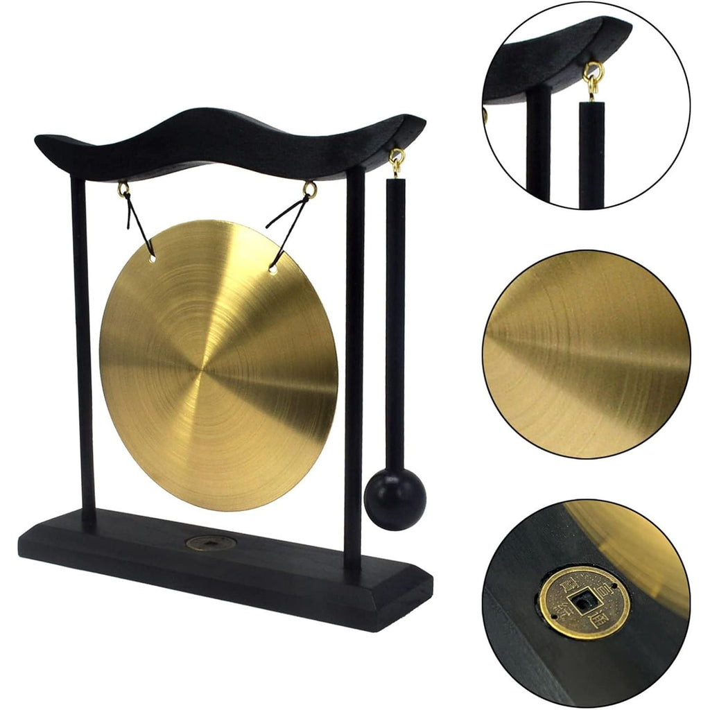 Buy now Feng Shui Brass Gong Desktop Zen Art for Fortune + Free Red String Bracelet H1301 at indiglob india