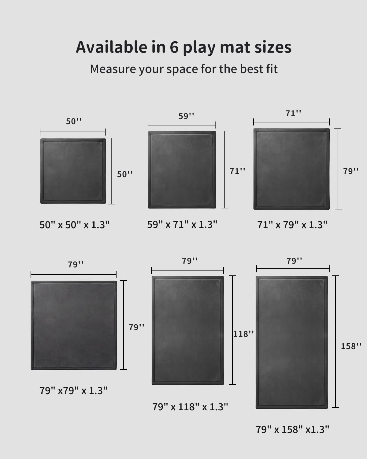 Goyuu Baby Play Mat for Floor, 50x50 Inch Thick Foam Playpen Mat, Ultra Soft Velvet Crawling & Tummy Time Mat, Non-Slip Baby Floor Mat, Easy to Clean, for Infants & Toddlers