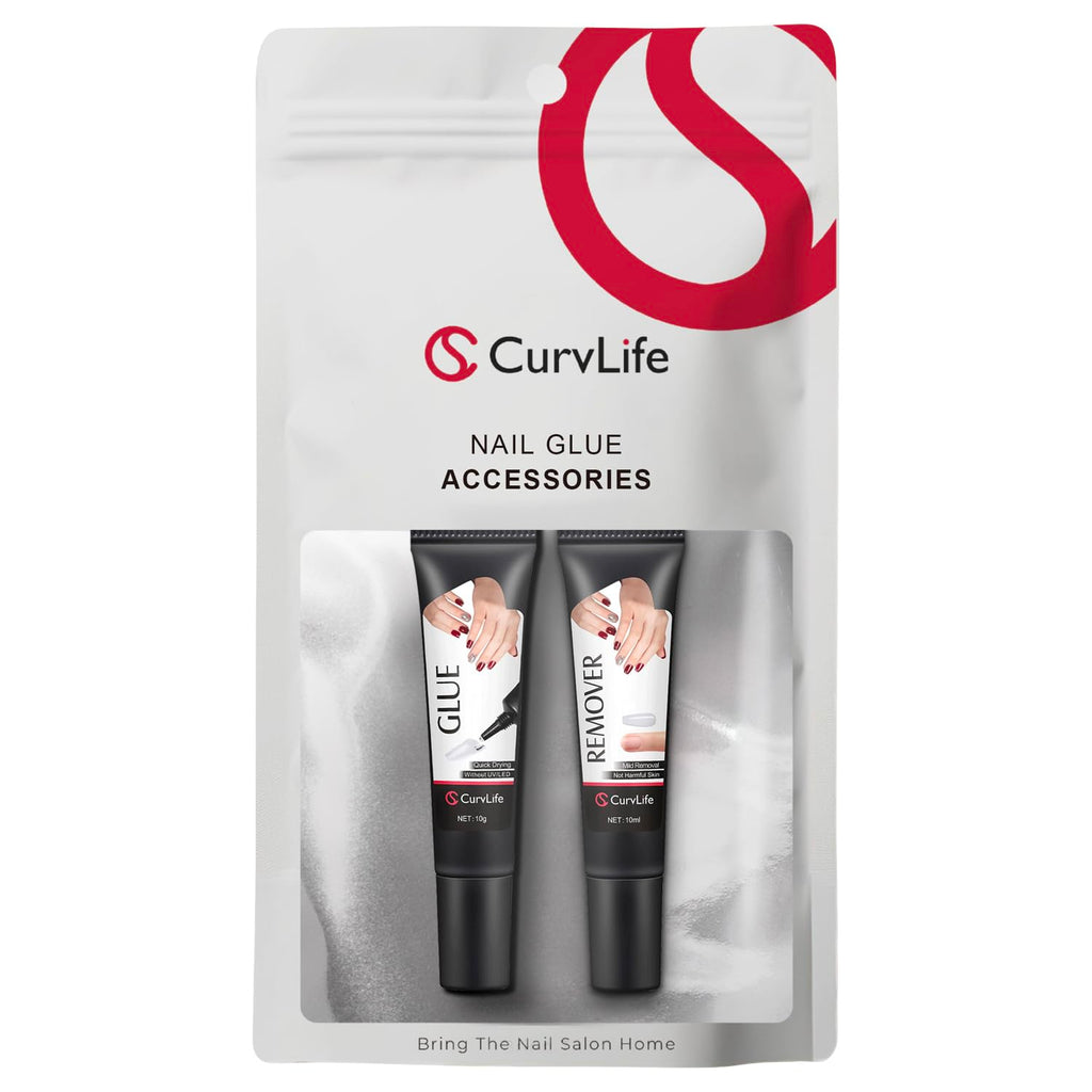 CurvLife Semi Solid Nail Glue, 10g*2pcs Strong Nail Glue for Press Ons | No UV Lamp Needed, Air-Dry Nail Glue Gel Has Gap-Filling Texture for Nail Tips and Press on Nails, Long-Lasting Hold