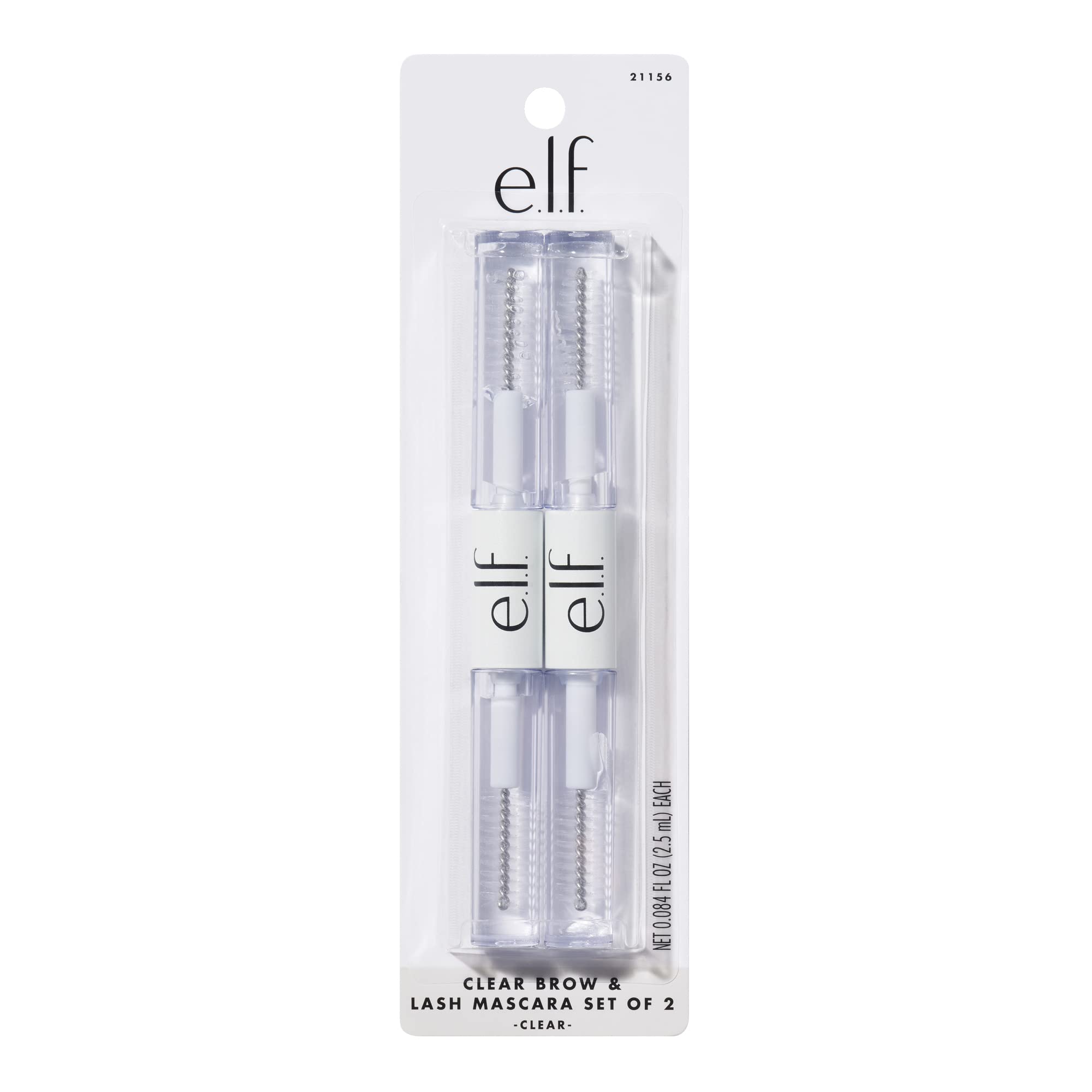 e.l.f. Clear Lash & Brow Mascara Gel, Dual-Sided Flexible Hold, Long-Lasting Clear Formula for Natural-Looking Brows & Defined Lashes