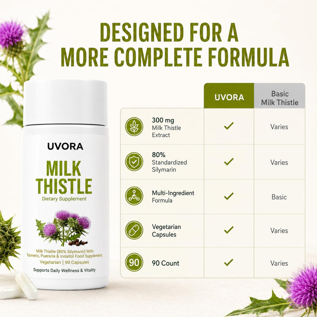 Uvora - Milk Thistle Liver Detox, Milk Thistle Supplement, 90 Caps