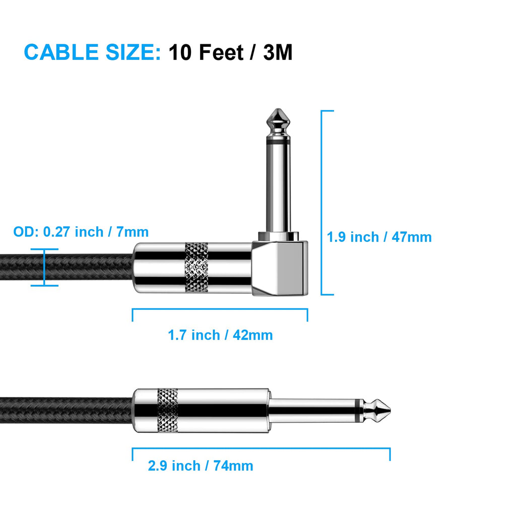 Buy now New bee Guitar Cable 10ft Electric Instrument Bass AMP Cord for Electric Mandolin, Pro Audio (Right Angle to Straight, Black) at indiglob india