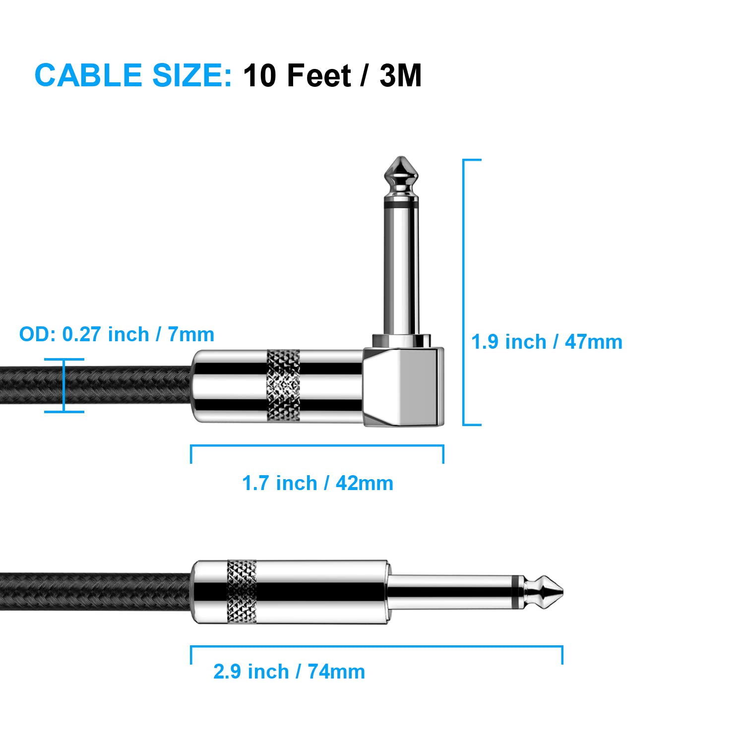 Buy now New bee Guitar Cable 10ft Electric Instrument Bass AMP Cord for Electric Mandolin, Pro Audio (Right Angle to Straight, Black) at indiglob india